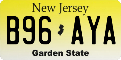 NJ license plate B96AYA