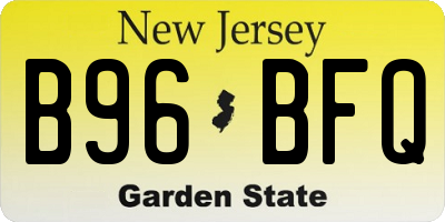 NJ license plate B96BFQ