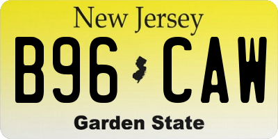 NJ license plate B96CAW