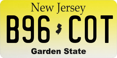 NJ license plate B96COT