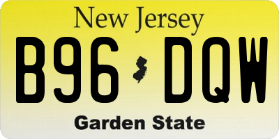 NJ license plate B96DQW