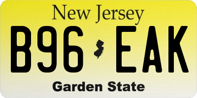 NJ license plate B96EAK