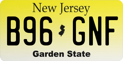 NJ license plate B96GNF