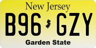 NJ license plate B96GZY