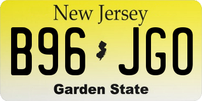 NJ license plate B96JGO