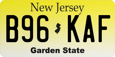NJ license plate B96KAF