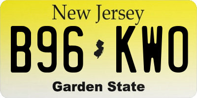 NJ license plate B96KWO