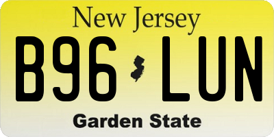 NJ license plate B96LUN