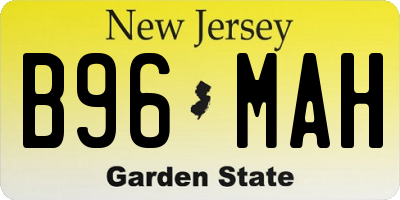 NJ license plate B96MAH