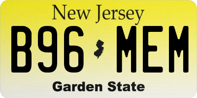 NJ license plate B96MEM