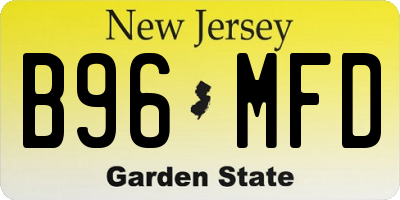 NJ license plate B96MFD