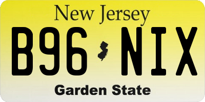 NJ license plate B96NIX