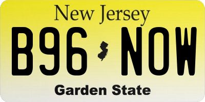 NJ license plate B96NOW