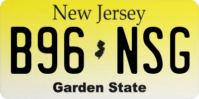 NJ license plate B96NSG