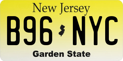 NJ license plate B96NYC