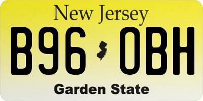 NJ license plate B96OBH