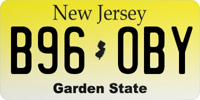 NJ license plate B96OBY