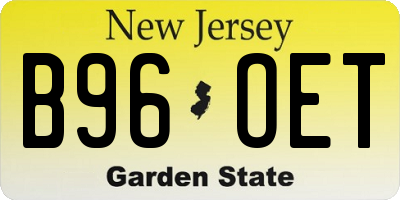 NJ license plate B96OET