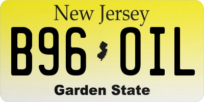 NJ license plate B96OIL