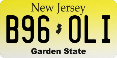 NJ license plate B96OLI