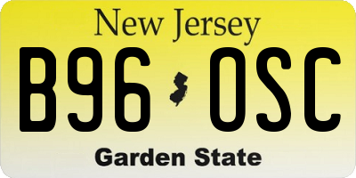 NJ license plate B96OSC