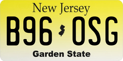 NJ license plate B96OSG