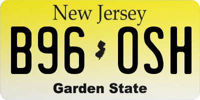 NJ license plate B96OSH