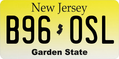NJ license plate B96OSL