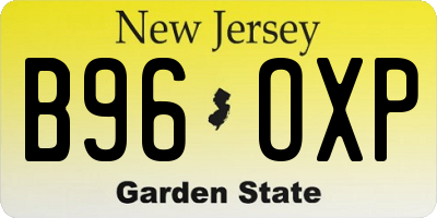 NJ license plate B96OXP