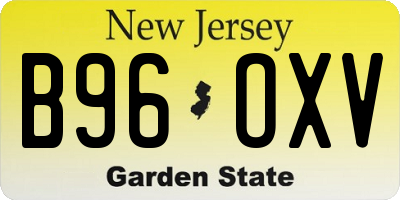 NJ license plate B96OXV