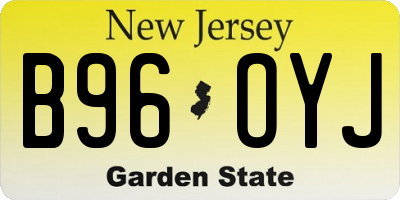 NJ license plate B96OYJ