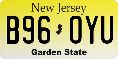NJ license plate B96OYU