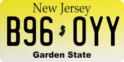 NJ license plate B96OYY
