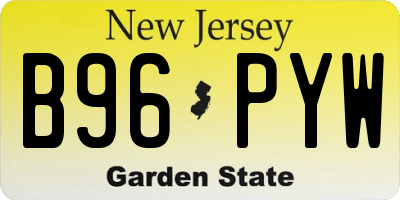 NJ license plate B96PYW
