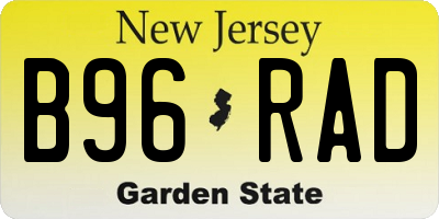 NJ license plate B96RAD