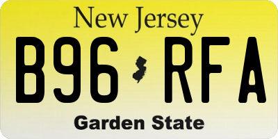 NJ license plate B96RFA