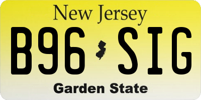 NJ license plate B96SIG