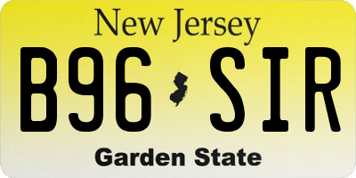 NJ license plate B96SIR
