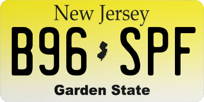 NJ license plate B96SPF