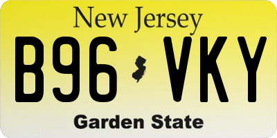 NJ license plate B96VKY