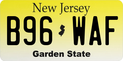 NJ license plate B96WAF