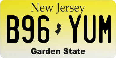 NJ license plate B96YUM