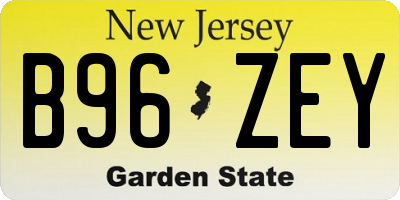 NJ license plate B96ZEY
