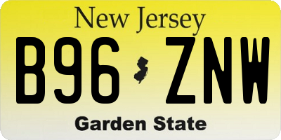NJ license plate B96ZNW