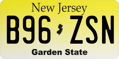 NJ license plate B96ZSN