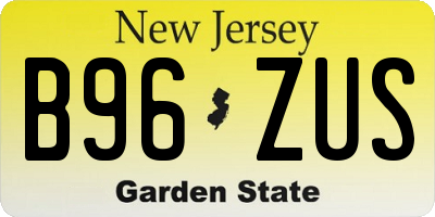 NJ license plate B96ZUS