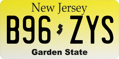 NJ license plate B96ZYS