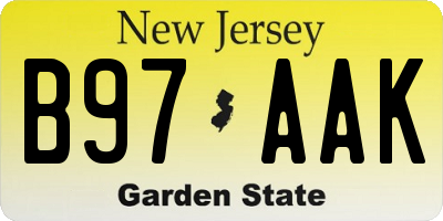 NJ license plate B97AAK