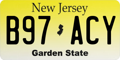 NJ license plate B97ACY