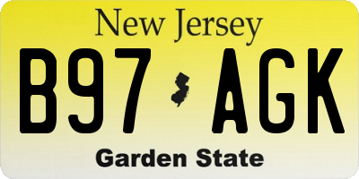 NJ license plate B97AGK